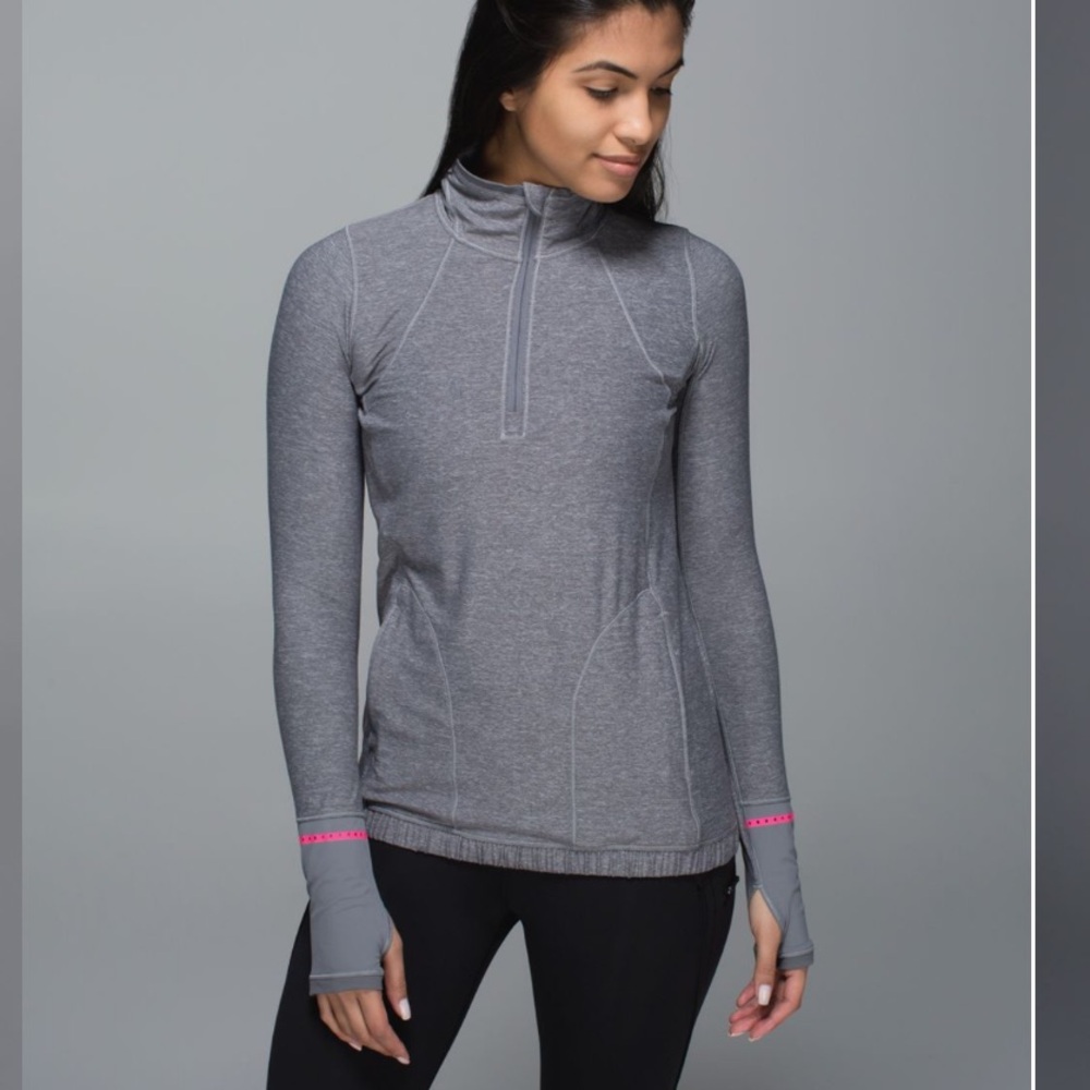 Lululemon Pace Pusher 1/2 Zip in Heathered Slate